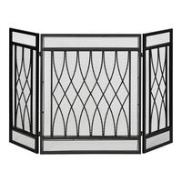 KAMINSCHIRM DE-17008 3 klappbare Flügel Schwarz - Schwarz, Metall (3/80/126cm) - ComfortXL