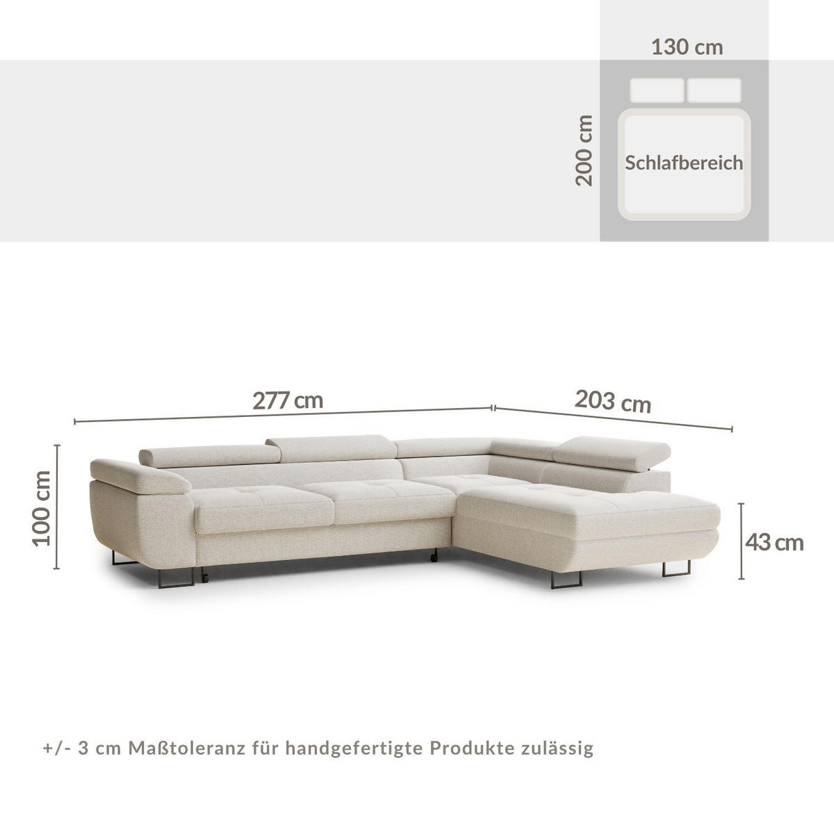 ECKSOFA Concord Türkis Webstoff - Rechts Seite - Türkis/Schwarz, Holz/Holzwerkstoff (277/203cm) - Maison de Reve