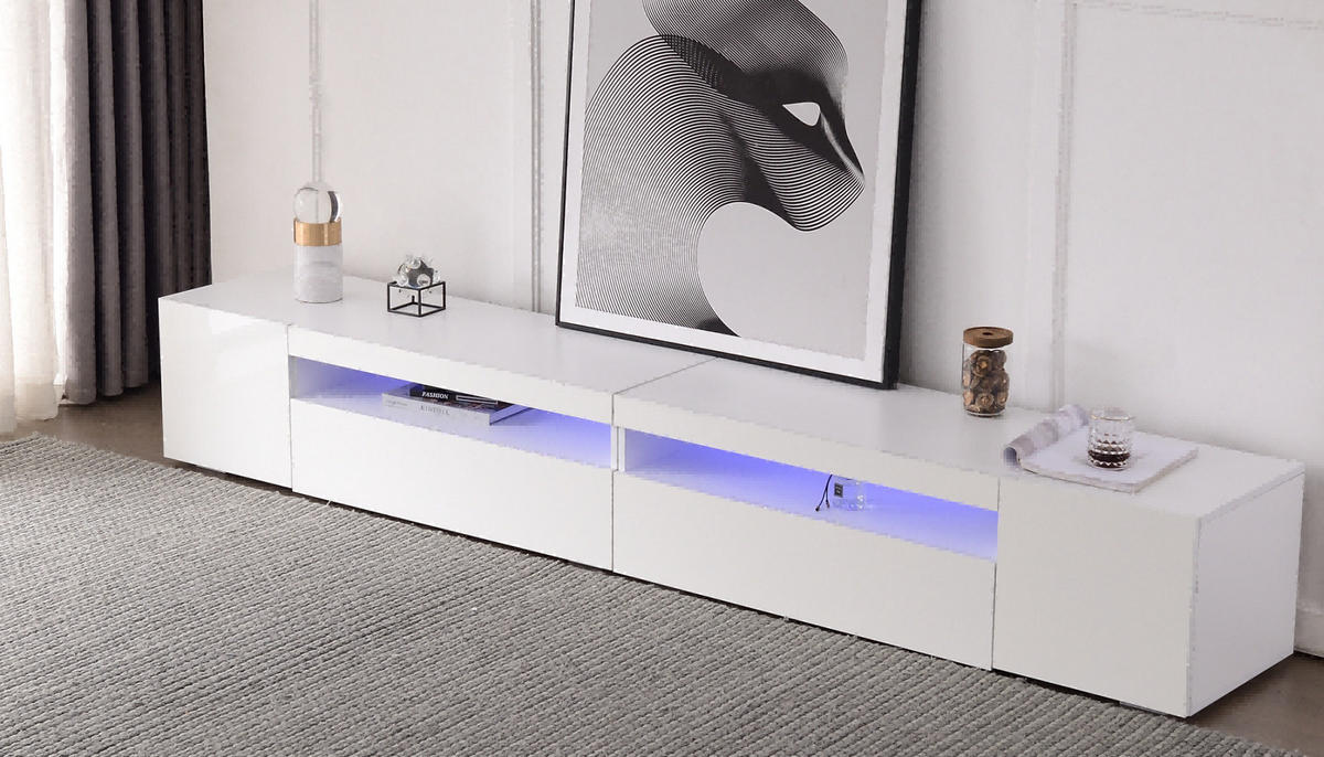 TV-SCHRANK in Weiß mit variabler LED Beleuchtung 240/38.5/35.5 cm - Weiß, Holzwerkstoff (240/35.5/38.5cm) - Redom