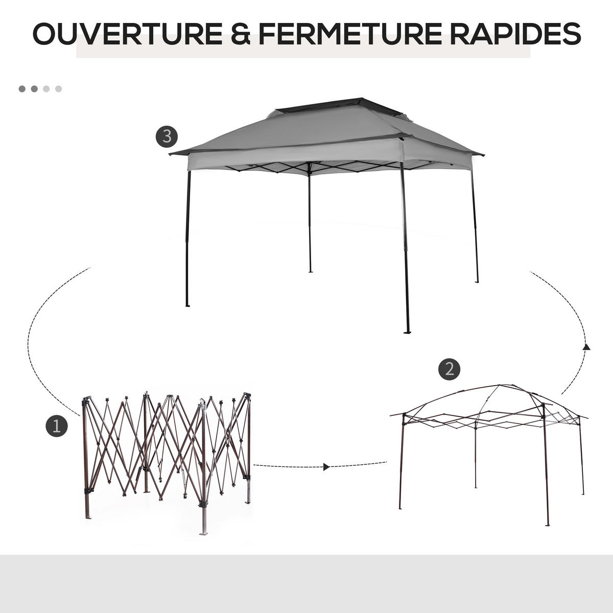 PAVILLON DE-14067 3/3 m, Doppeldach, 4 Moskitonetze - Grau, Metall (325/270/325cm) - ComfortXL