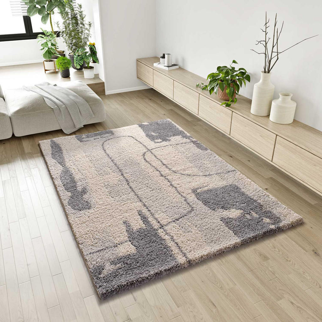 Thumbnail - Atticgo Hochflorteppich, Grau, Textil, Abstrakt, Rechteckig, 80x150 cm, Oeko-Tex® Standard 100, für Fußbodenheizung geei...