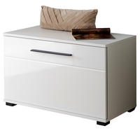 GARDEROBENBANK weiß Hochglanz 80 cm, Sitzbank mit Stauraum - Weiß Hochglanz/Schwarz, Holzwerkstoff/Kunststoff (80/50/40cm) - Furn.Design