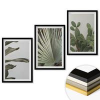 WANDBILDER 3er-Set - 40x60 cm Schwarzer Rahmen - Blätter tropischer Pflanzen in Pastellfarben - Schwarz, Kunststoff (40/60cm) - ArtPrintCave