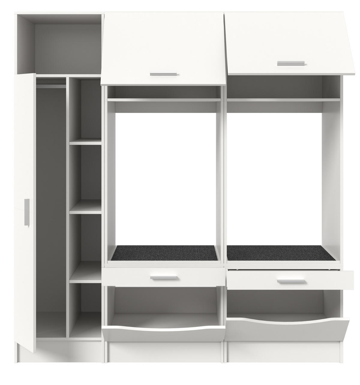 WASCHMASCHINENSCHRANK weiß Set 3-teilig, Waschmaschinenumbau 182 cm mit viel Stauraum - Silberfarben/Weiß, Glas/Holzwerkstoff (182/195/68cm) - Inn.Furn