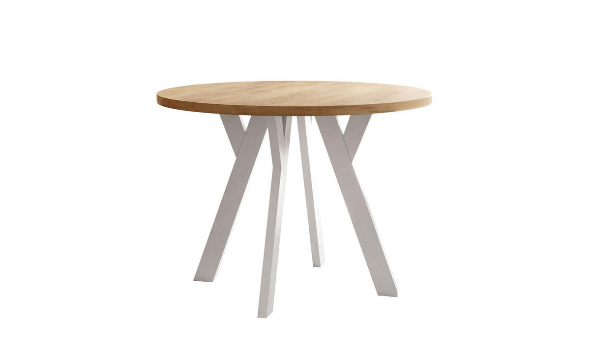 ESSTISCH VOLTA LOFT 100/100/72,5 cm Tischplatte: Goldene Eiche Craft; Gestell: Weiß - Eichefarben/Weiß, Holzwerkstoff/Metall (100/100/72.5cm) - Lookway