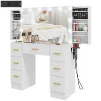 SCHMINKTISCH DE-10808 mit 12 LED-Lichtern & 7 Schubladen Weiß - Weiß, Holzwerkstoff (40/137/100cm) - ComfortXL