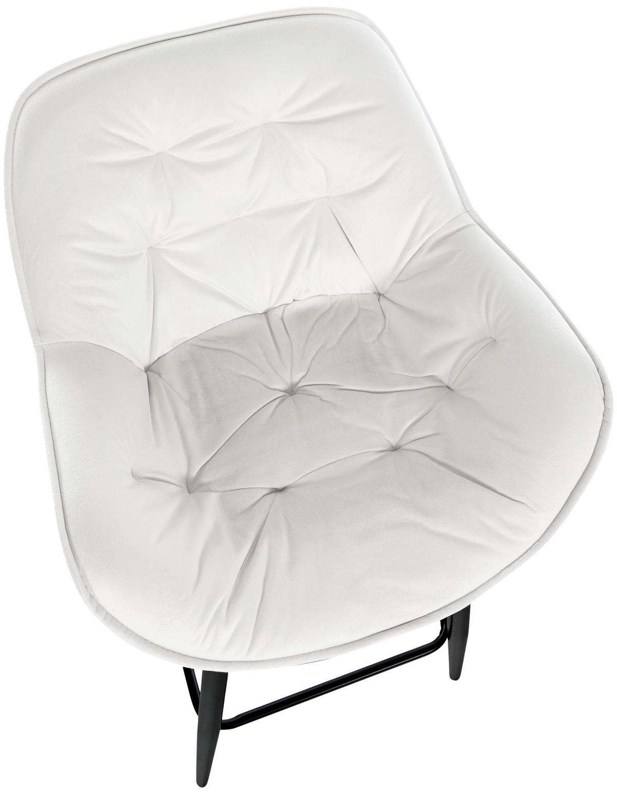 BARHOCKER 2er Set Samt cremeweiß - Schwarz/Weiß, Textil/Metall (54/103/57.5cm) - CLP