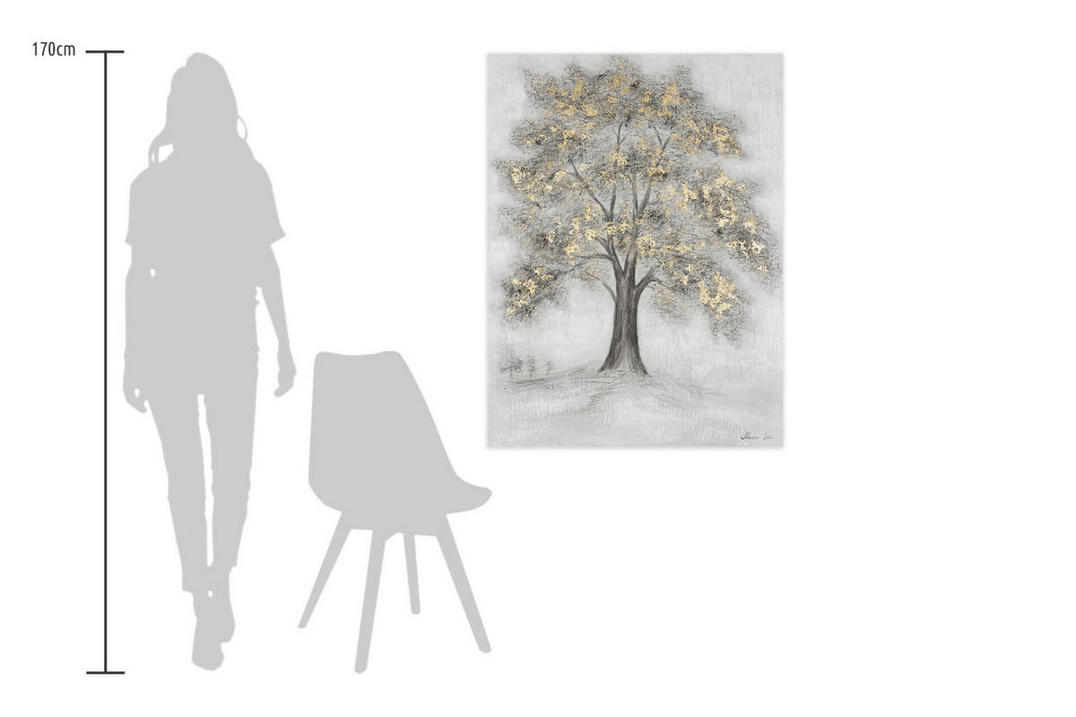 OLEJOMAĽBA 75/100 cm, Zvieratá - sivá/biela, drevo/textil (2/100cm) - KUNSTLOFT