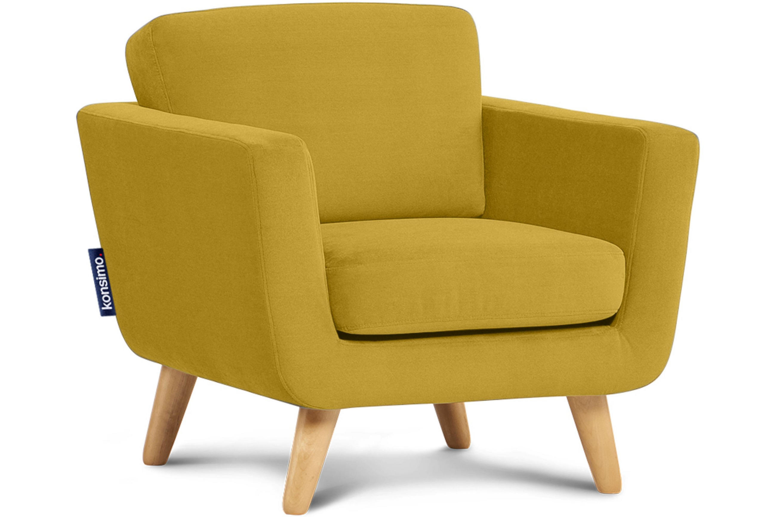 SESSEL TAGIO Massivholz-Beine, Gelb - Gelb/Braun, Buchenholz/Textil (86/80/88cm) - KONSIMO®