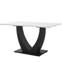 ESSTISCH 140/75,5/75 cm Weiß/Schwarz aus MDF und Metall mit verstellbaren Füßen - Weiß, Holzwerkstoff (140/75/75.5cm) - OKMYHOME