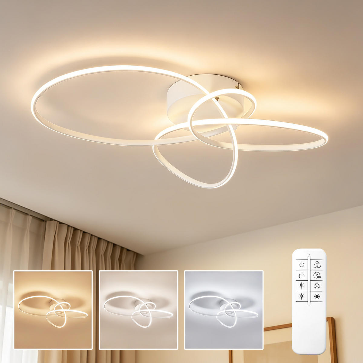 LED DECKENLEUCHTE Nythveth 52,5/35,5/11,5 cm - Weiß, Kunststoff/Metall (52.5/35.5/11.5cm) - ZMH