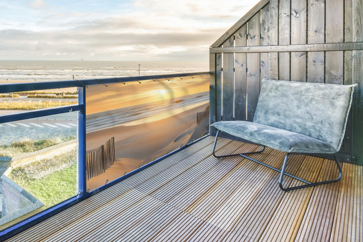 BALKON-SICHTSCHUTZ Strand - Dünen - Sonnenuntergang 300x120 cm - Sandfarben, Kunststoff (300/120cm) - MuchoWow