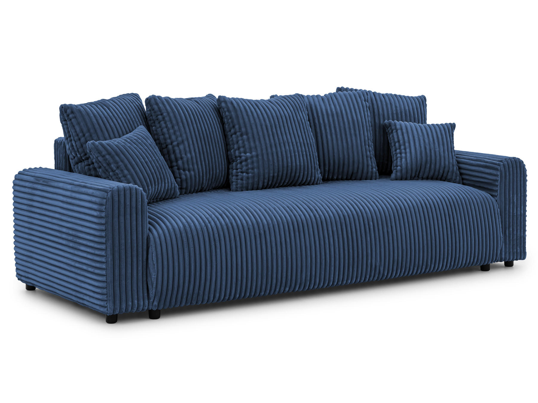 SCHLAFSOFA Calma mit Bettkasten im Bumpy-Design aus weichem Marineblau Plüschcord - Blau/Schwarz, Holz/Kunststoff (239/88/98cm) - S-Style