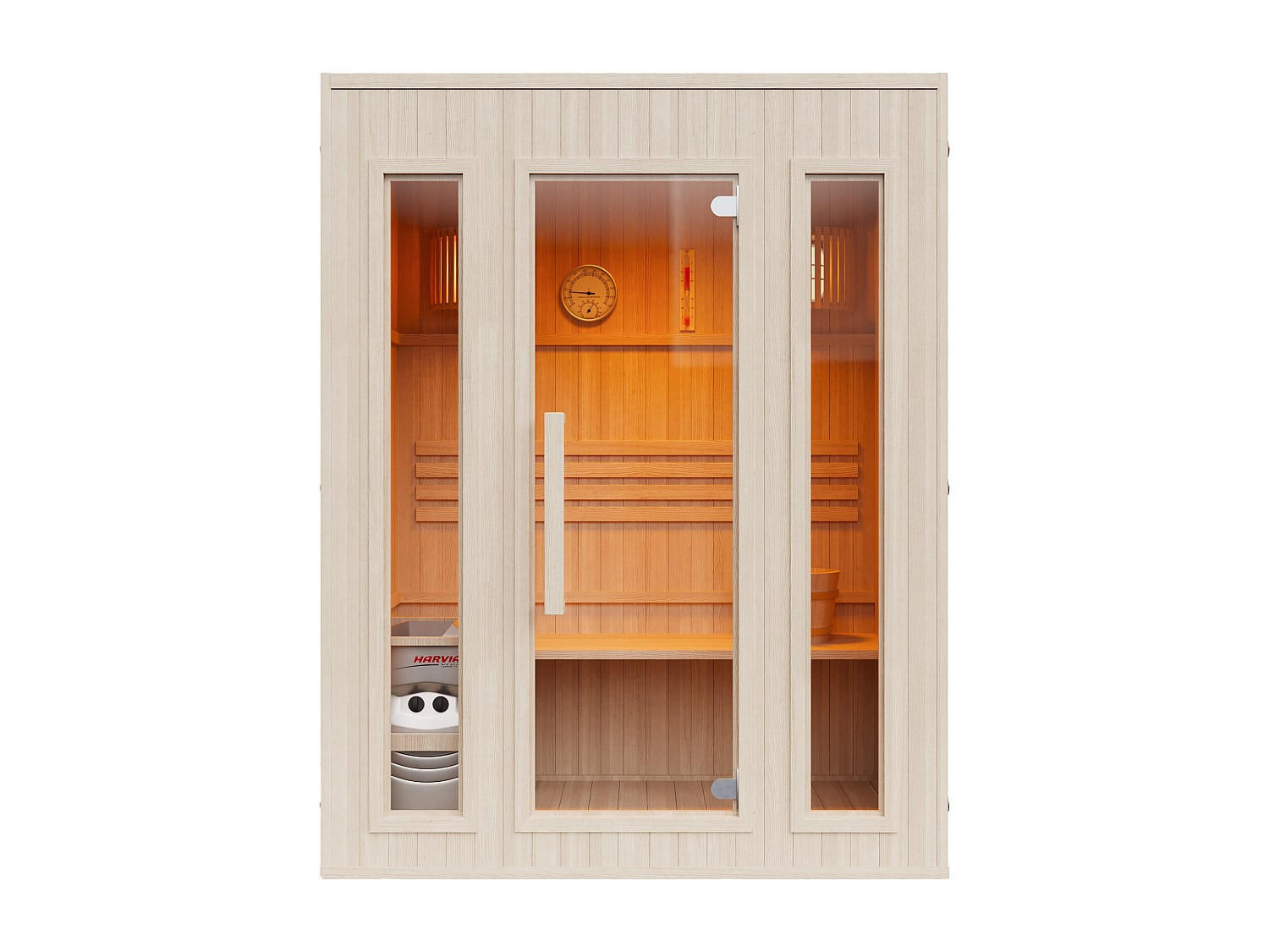 FINNISCHE Sauna - 3 Personen - Holz, Platte - Naturfarben Hell - - Naturfarben, Holz (150/190/120cm) - Vente-Unique