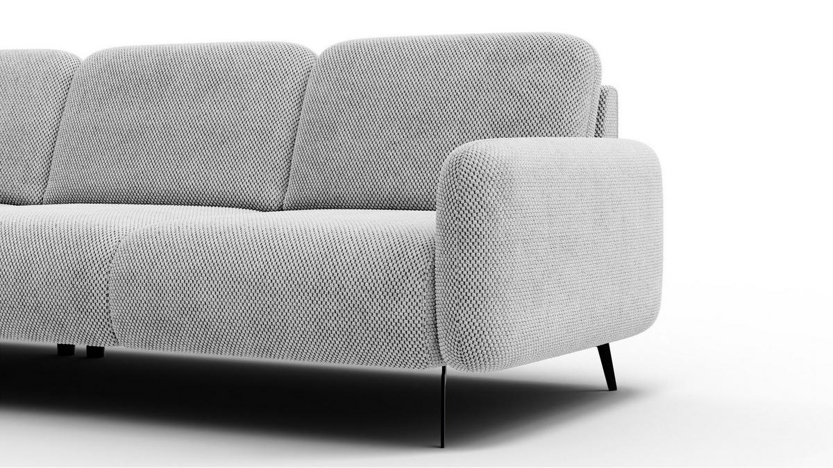 ECKSOFA FEBE 5-Sitzer links, hellgrau - Hellgrau/Schwarz, Holz/Textil (271/190cm) - Courtois Laville