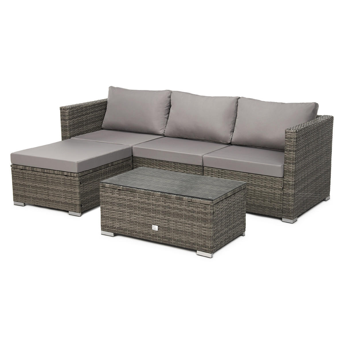GARTENLOUNGE Queens Grau - Grau, Kunststoff - SVITA