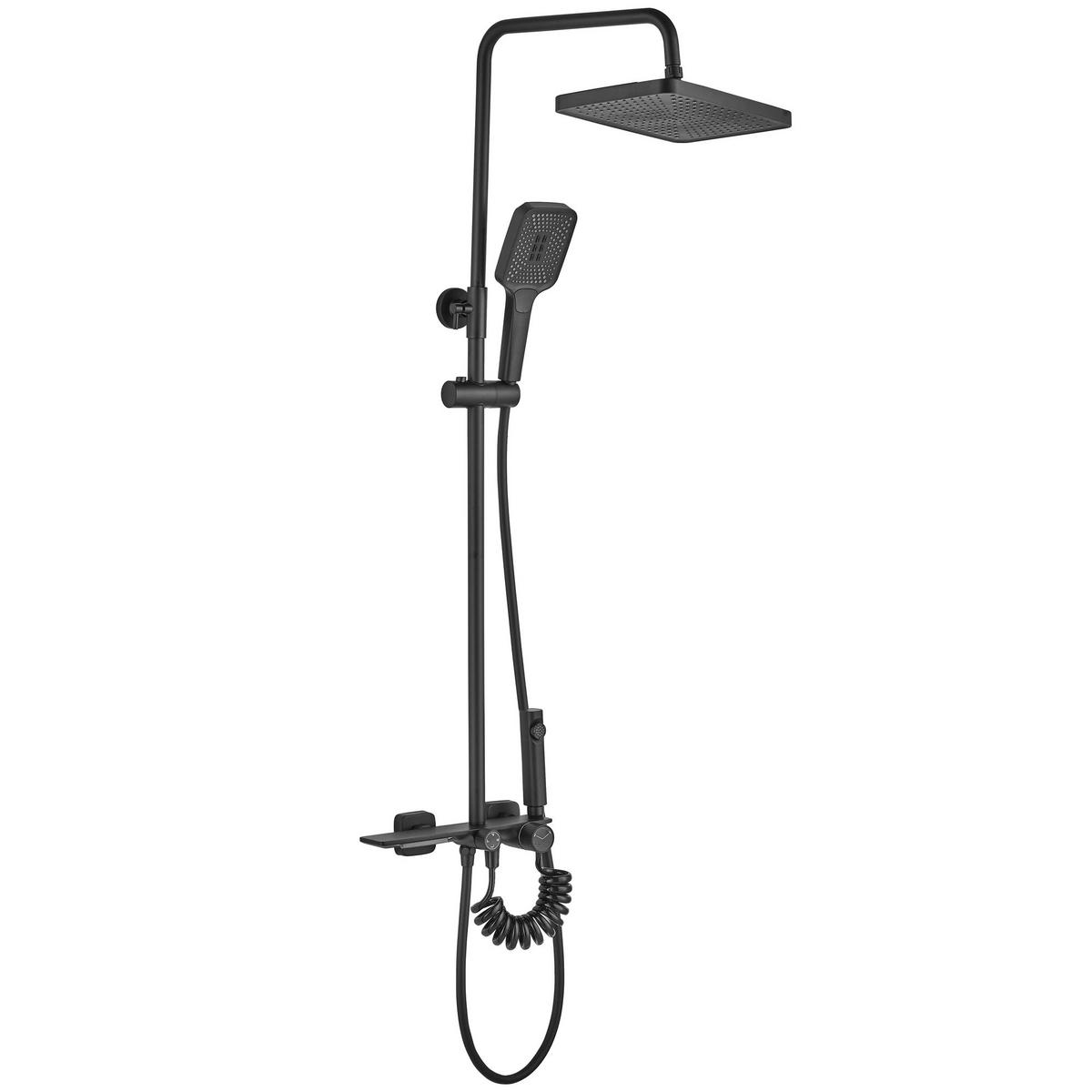DUSCHGARNITUR Rea Helix Black - Schwarz, Metall (30/114.5/38cm) - REA