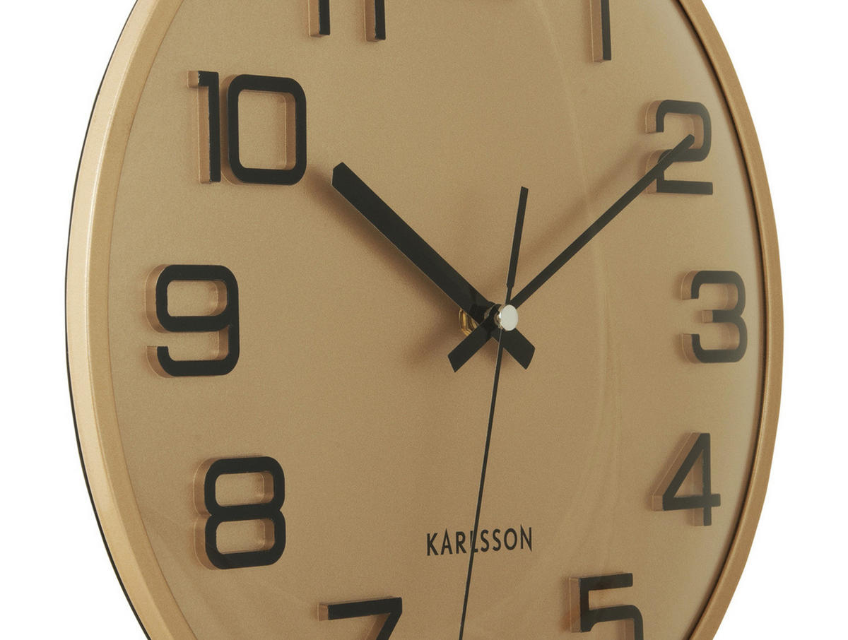 WANDUHR 3D Numbers Gold Ø 30,5 cm - Goldfarben, Kunststoff (30.5/30.5/4.5cm) - Karlsson