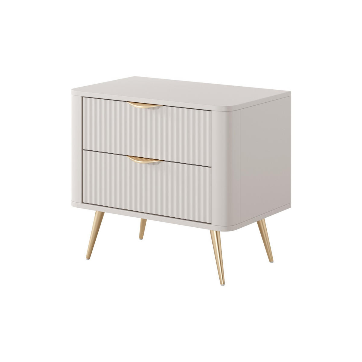 NACHTTISCH Lante Beige, Goldene Beine, Nachtkommode mit 2 Schubladen - Beige, Holzwerkstoff (63/55/38cm) - Bettso