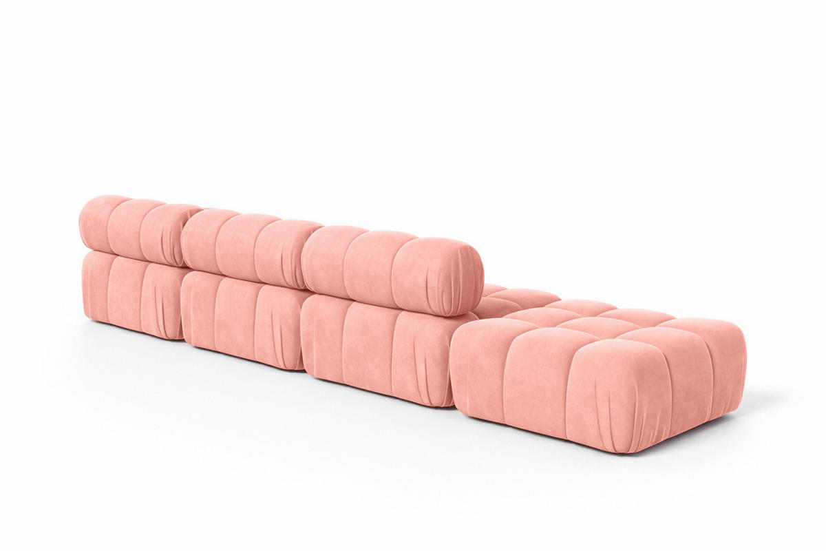 ECKSOFA L-Form XL, Stoff Velours Salvador, Rosa, Rechts, Selia L XL - Pink, Holz (380/160cm) - Kaiser Möbel