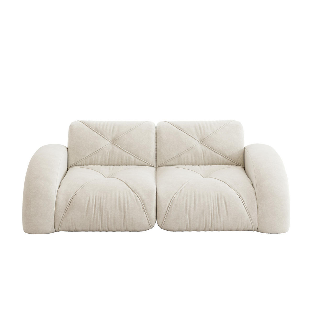 2-SITZER-MODULSOFA aus Chenille Hellbeige rahmenlos, flexibel kombinierbar, mit 32D-Hochdichteschaum und haustierfreundlichem Bezug - Weiß, Textil (204/76/95cm) - Modfu
