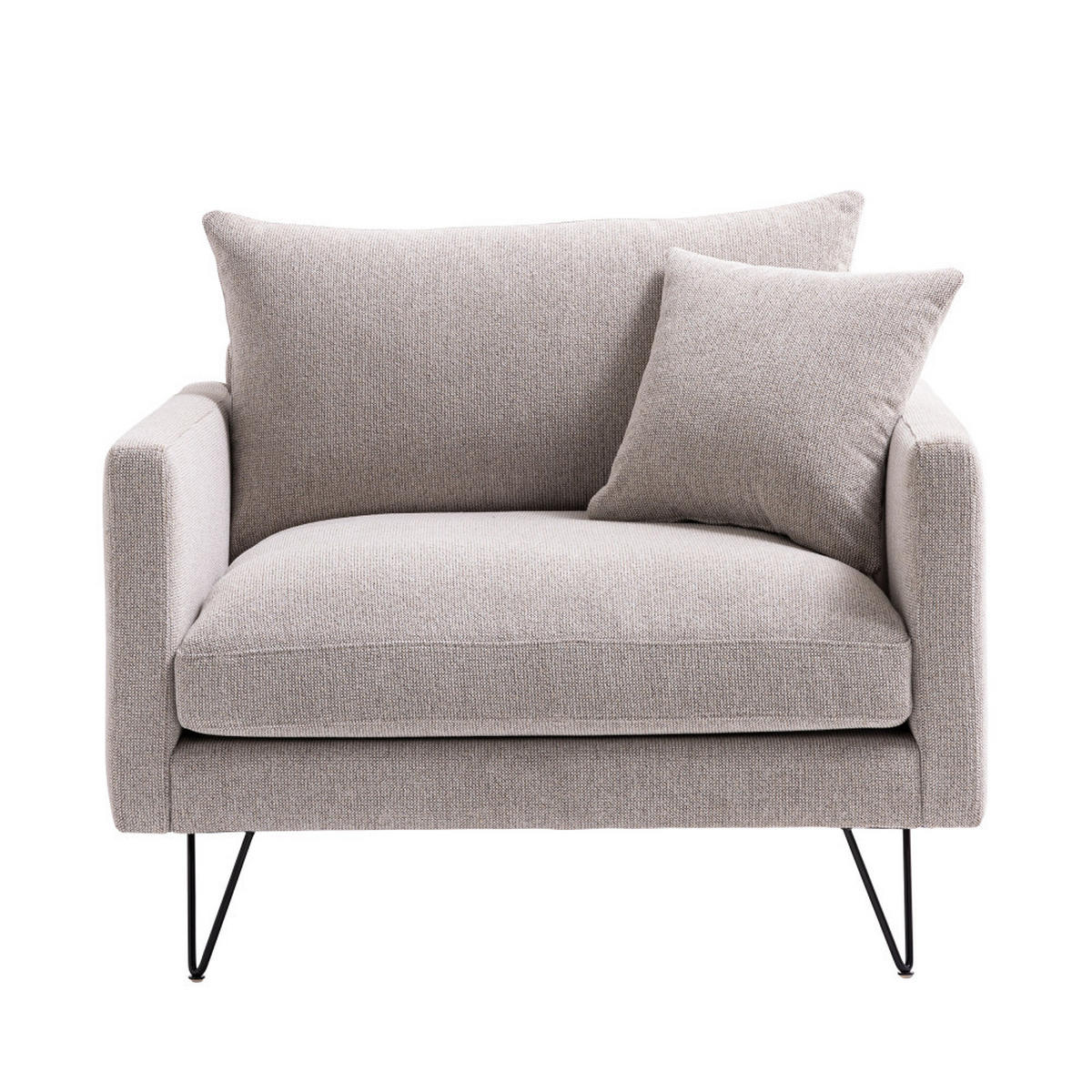 XL-SESSEL aus Stoff mit schwarzen Spikesfüßen - VILLABON - Natürlich - Naturfarben, Textil (108/86/95cm) - Drawer