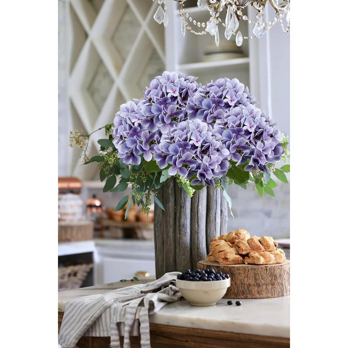 KUNSTBLUME Hortensie Real-Touch 63 cm Medium Purple 2 Stück - Lila, Kunststoff (10cm)