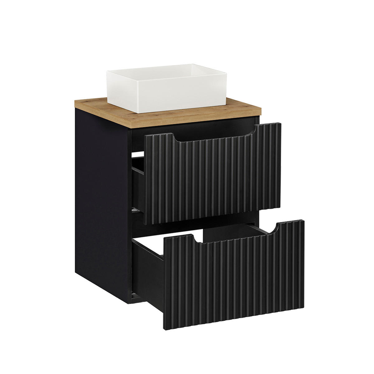 WASCHTISCH 50.4cm Riva Schwarz und Holz - Schwarz, Holzwerkstoff (50.4/59/40cm) - Petits-meubles