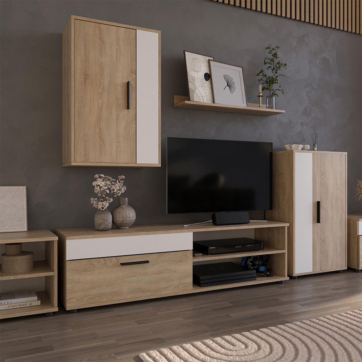 NÁSTĚNNÁ SKŘÍŇKA Berno Sonoma/bílá - Sonoma dub, kompozitní dřevo (139.8/38.9/35.3cm) - Vicco