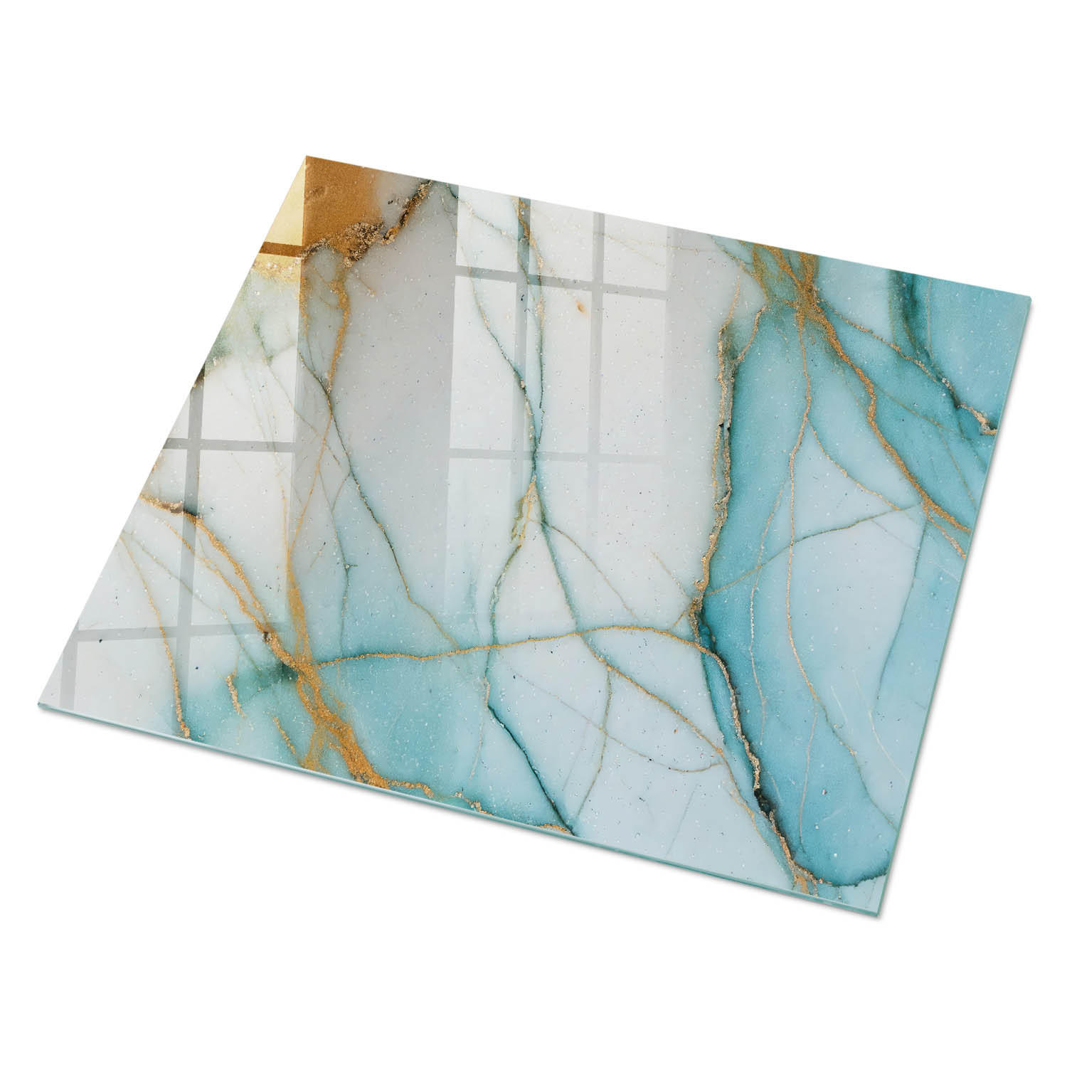 GLASPLATTE 80x60 cm – Türkisfarbene Eleganz - Beige, Glas (0.4/80/60cm) - ArtPrintCave