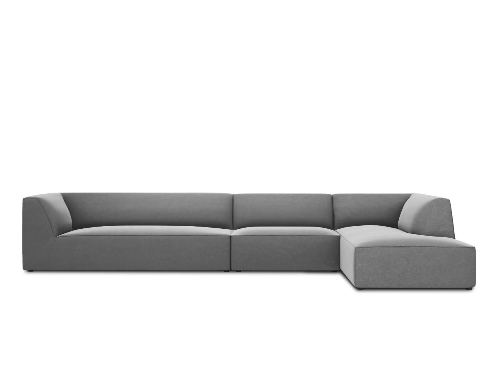 ECKSOFA rechts Ruby aus Samt grau 5 Sitzplätze - Grau, Textil (180/366cm) - Micadoni
