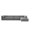ECKSOFA rechts Ruby aus Samt grau 5 Sitzplätze - Grau, Textil (180/366cm) - Micadoni