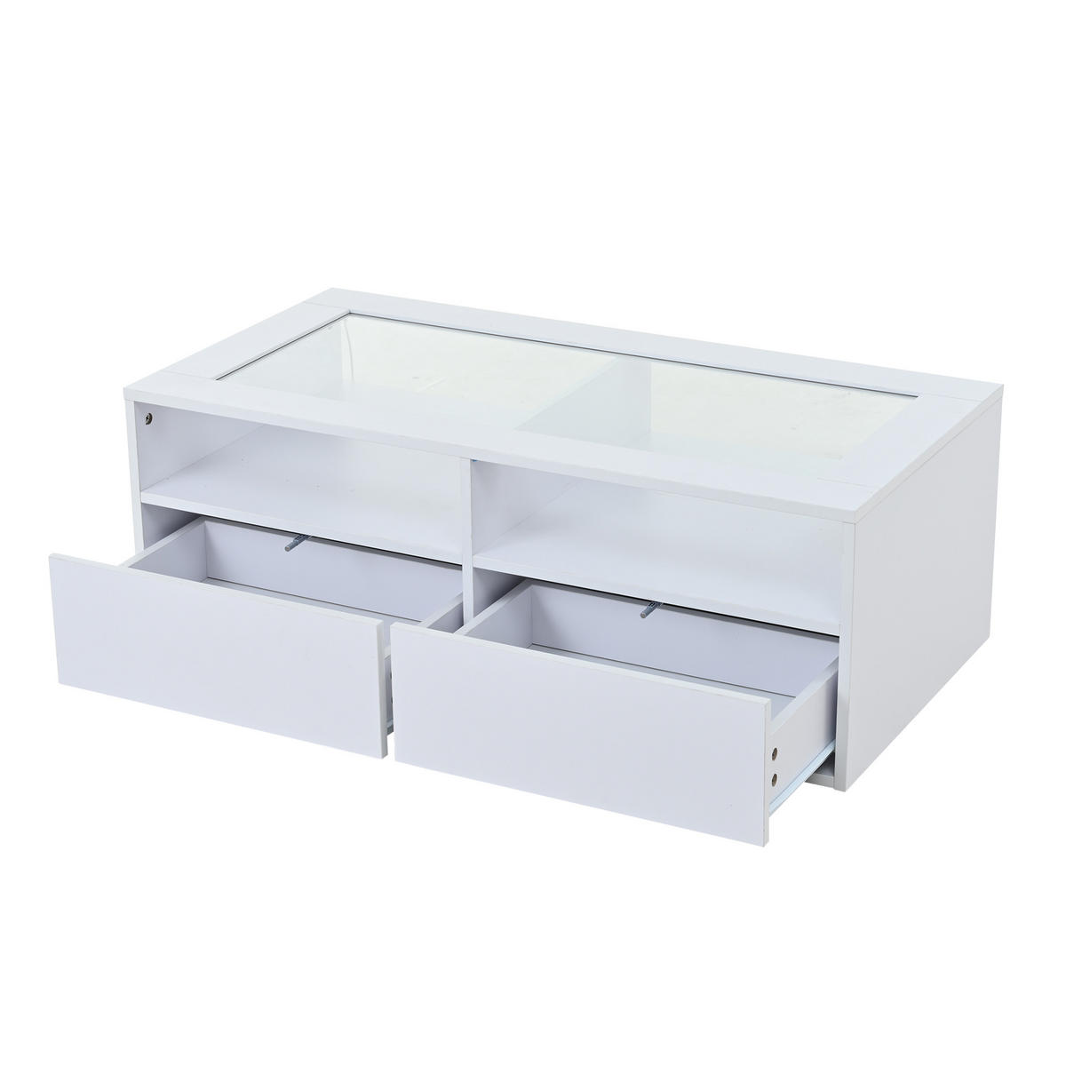 COUCHTISCH DE-075 LED-Glas Weiß - Weiß, Holzwerkstoff (50/100/35cm) - ComfortXL
