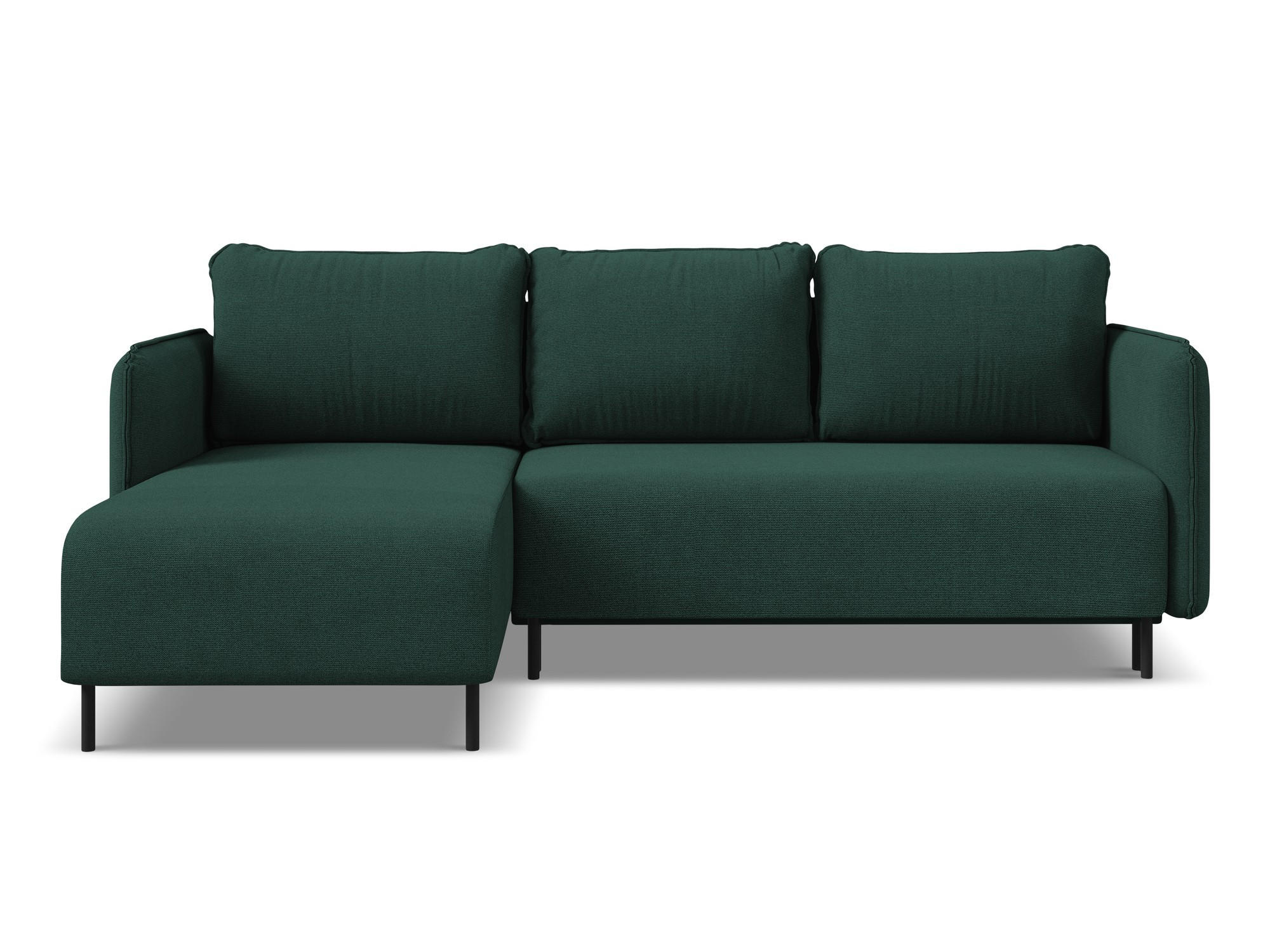 ECKSOFA mit Schlaffunktion Strukturstoff Stoff Grün - Dunkelgrün/Schwarz, Holz/Textil (162/236cm) - Makamii