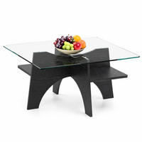 COUCHTISCH in Schwarz Moderner quadratischer Beistelltisch mit Holzoptik für Esszimmer und Wohnzimmer, B80/T80/H40 cm - Schwarz, Glas/Holzwerkstoff (80/80/40cm) - STILVORA