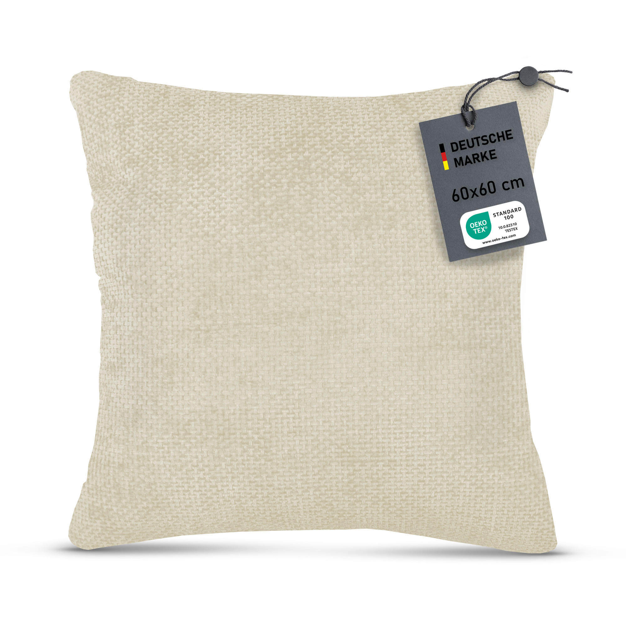 KISSENHÜLLE Chenille Cross 60 cm x 60 cm in Offwhite - Weiß, Textil (60/60cm) - Bestlivings