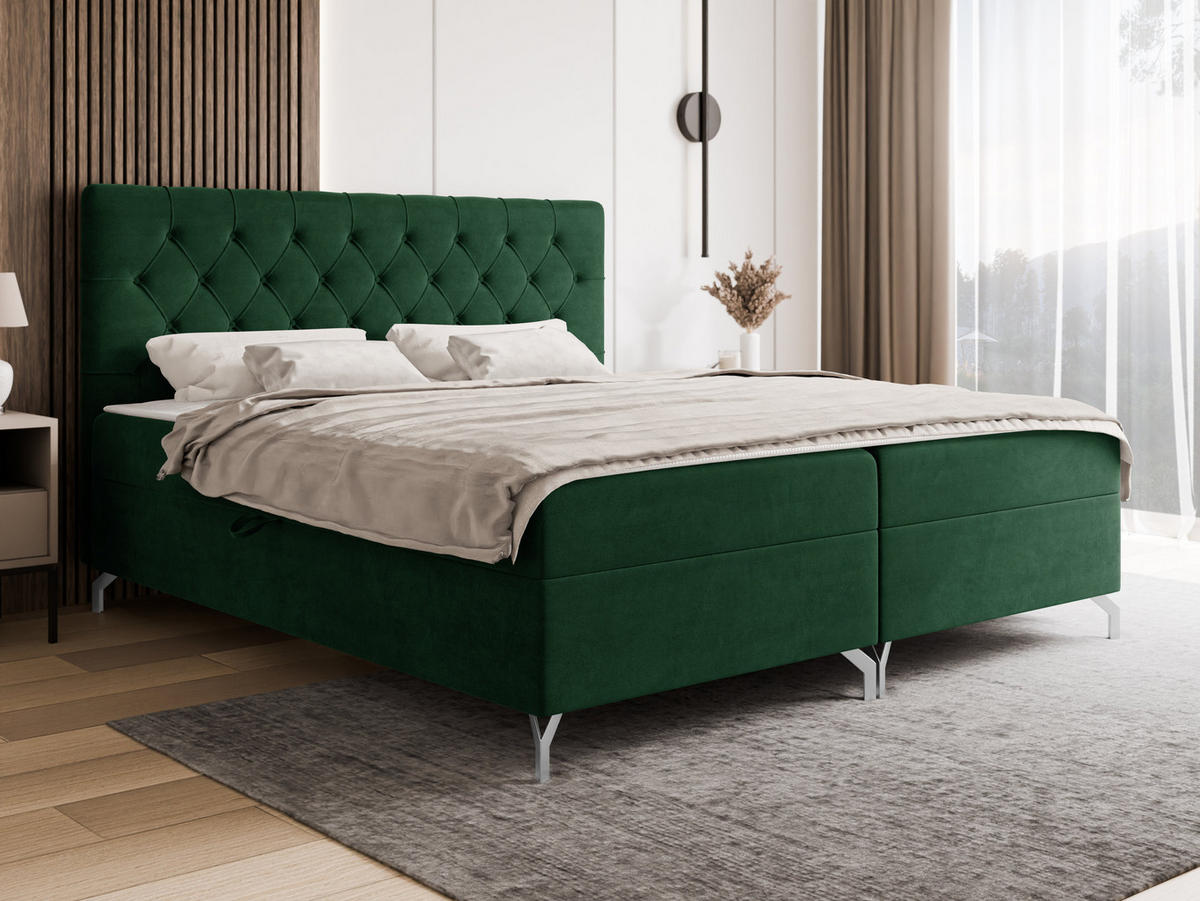 BOXBETT Guilette - H3 - Silberfarben/Grün, Holz/Holzwerkstoff (140/200cm) - MIRJAN24