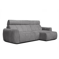 ECKSOFA KIMI 3-Sitzer, ausziehbarer Sitz, verstellbare Kopfstützen, grau - Schwarz/Grau, Holzwerkstoff/Textil (270/160cm) - Courtois Laville