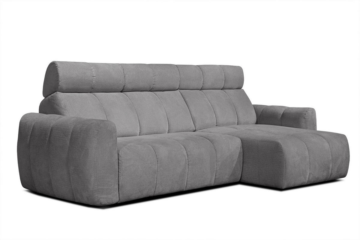 ECKSOFA KIMI 3-Sitzer, ausziehbarer Sitz, verstellbare Kopfstützen, grau - Schwarz/Grau, Holzwerkstoff/Textil (270/160cm) - Courtois Laville