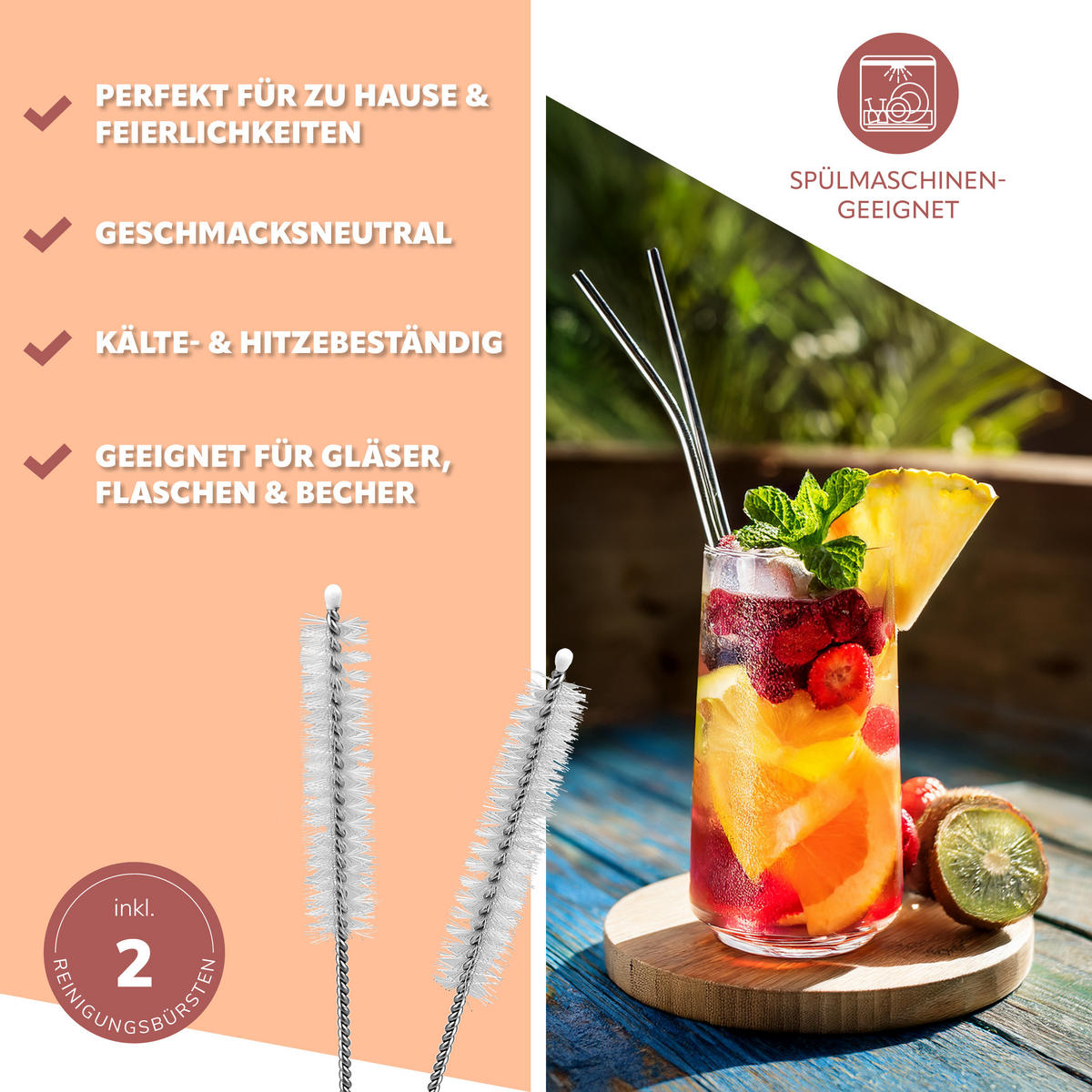 TRINKHALME, silber - Edelstahlfarben, Metall (0.6/26.5cm) - bremermann