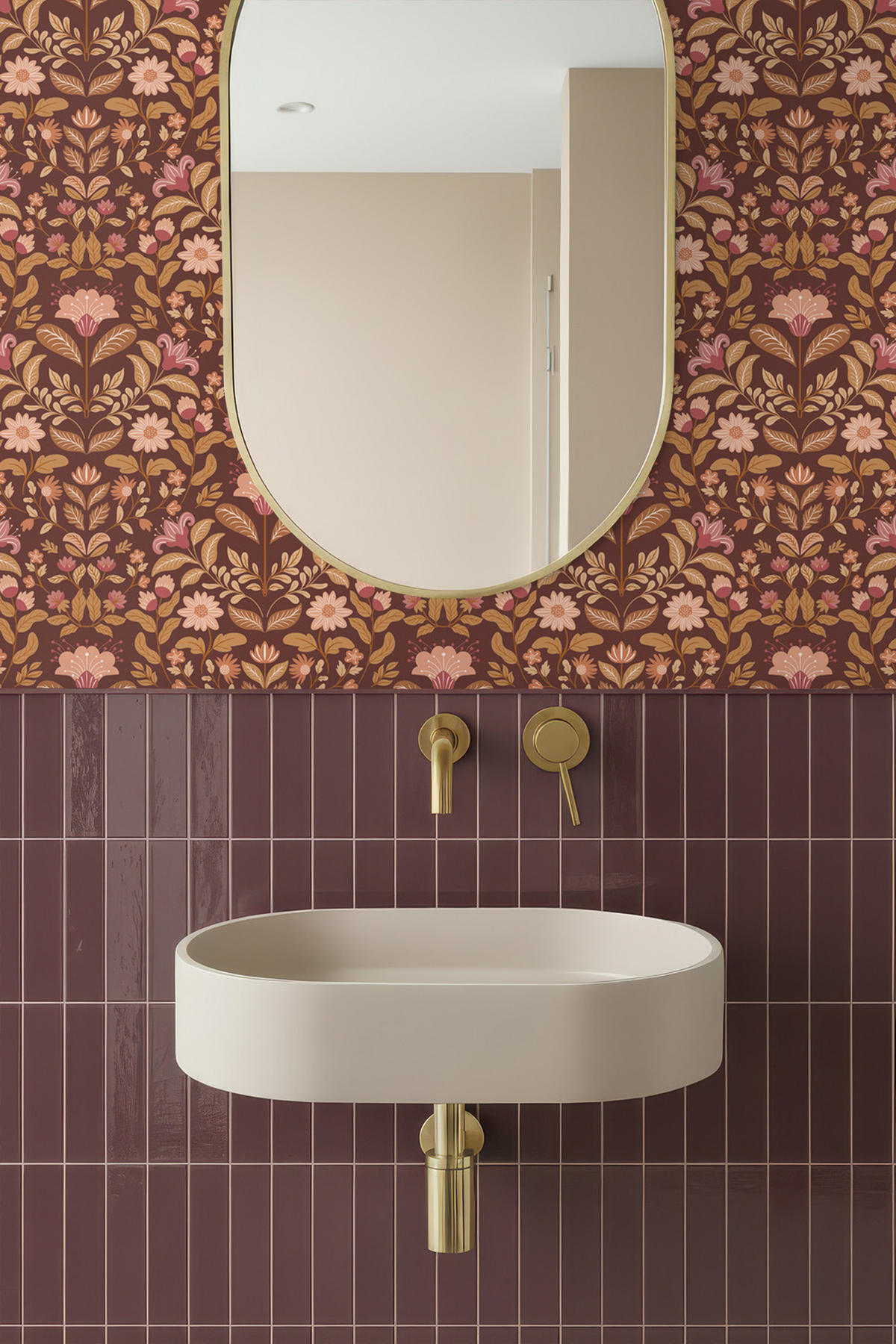 TAPETE Blumenmuster 50 x 900 cm - Braun, Papier (50/900cm) - ESTAhome