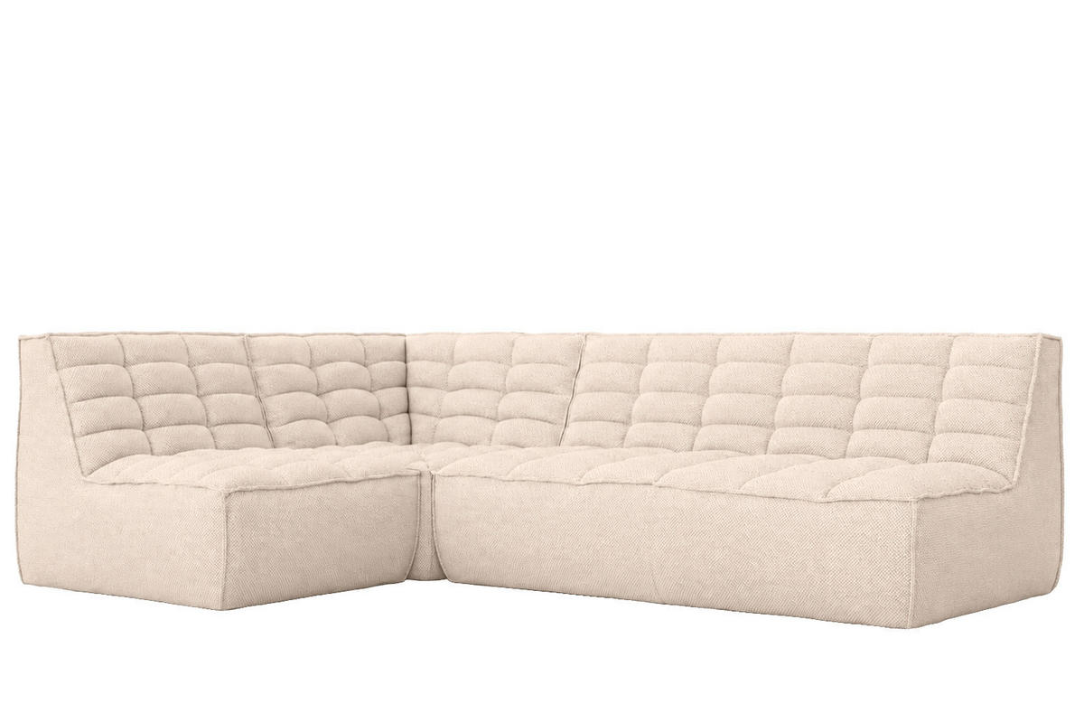 ROHOVÁ SEDAČKA modulární ve tvaru L, plyšová tkanina Pop, Krémová, Levá strana, LAZY L Mini - krémová, dřevo (253/173cm) - Kaiser Möbel