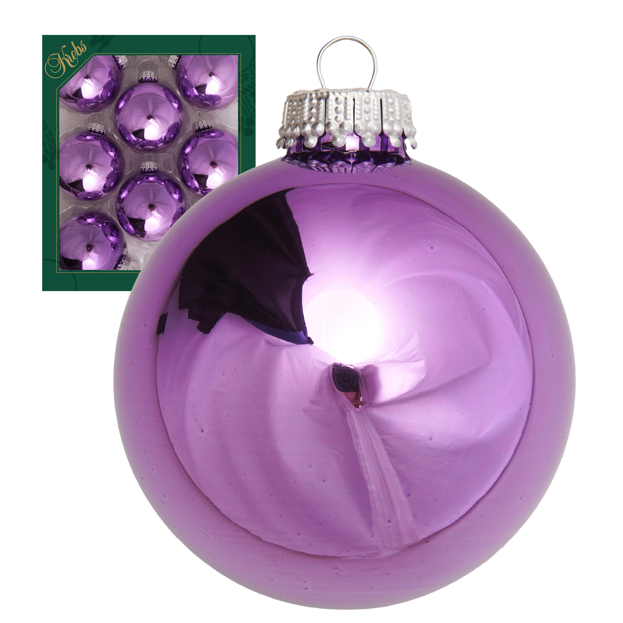Krebs Glas Lauscha Christbaumkugeln Violett 7x7x7 cm