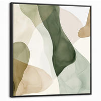 LEINWAND Bilder mit Rahmen - Japandi - Abstrakt - Grün - 90x90 - Salbeigrün, Textil (90/90cm) - MuchoWow