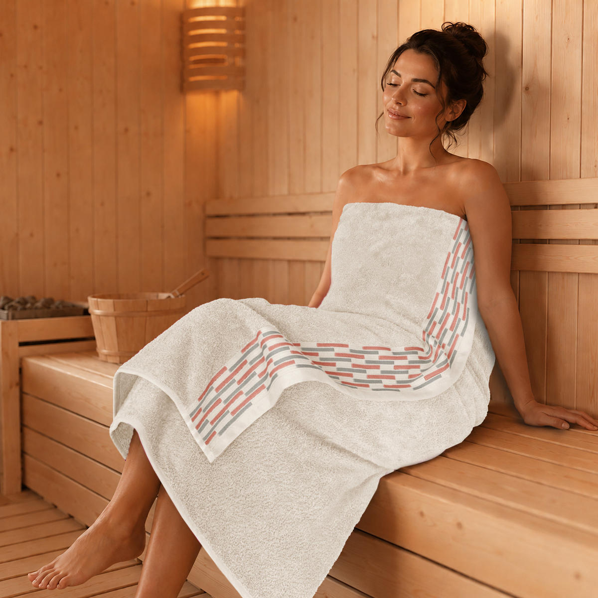 BADETUCH extra groß Lugano Natur 90x180 cm - Naturfarben, Textil (90/180cm) - Lashuma