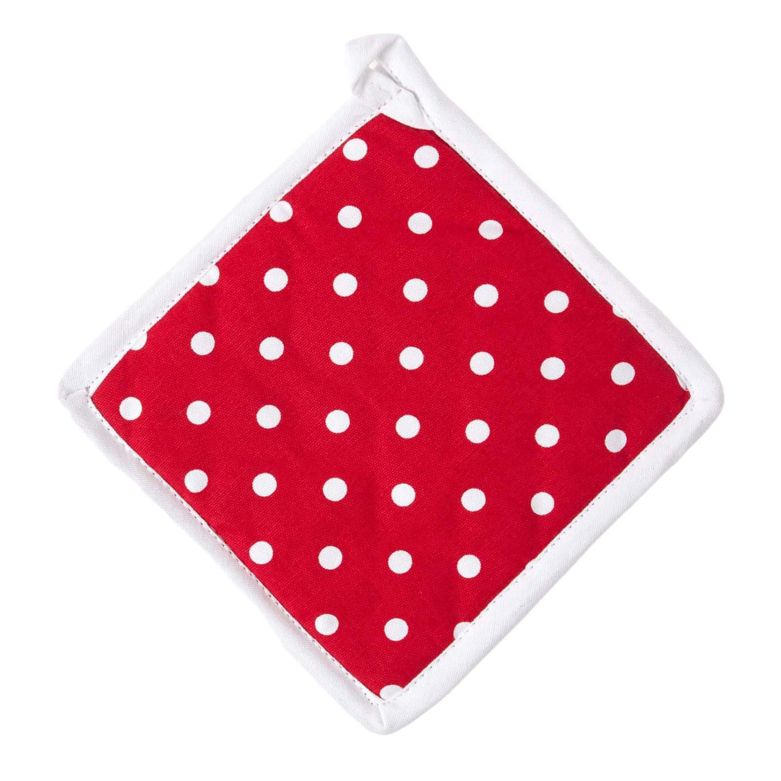 TOPFLAPPEN Polka Dots 20/20 cm, Baumwolle wattiert - Rot, Textil (20/20cm) - Homescapes