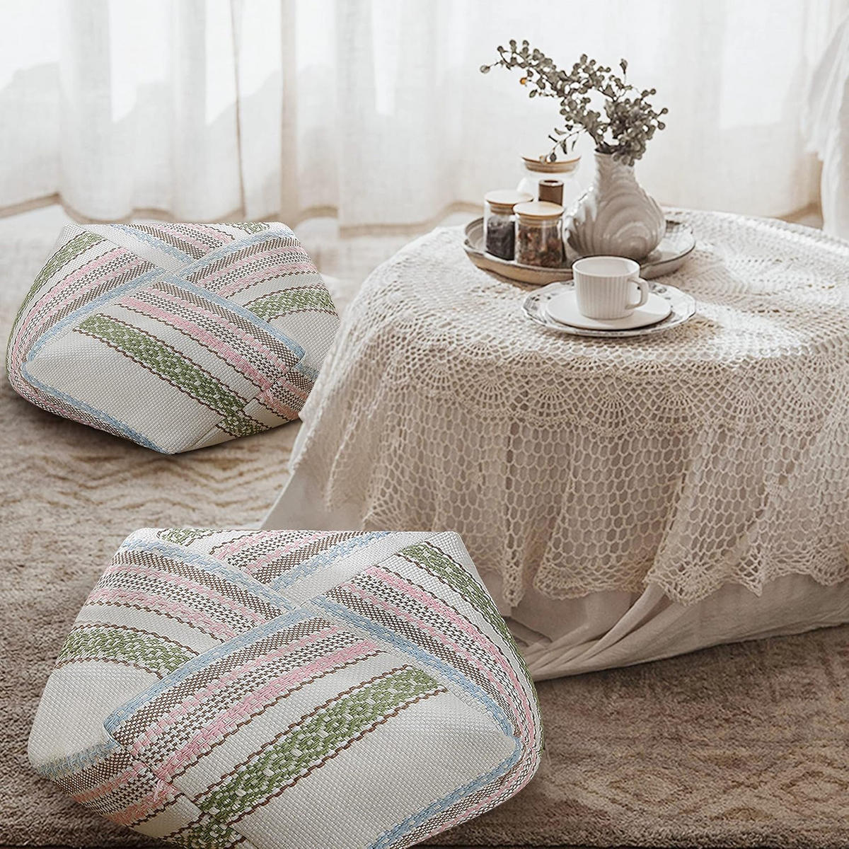 BODENKISSEN-BEZUG Bunte Linien - Multicolor, Textil (53/53/20cm) - Vercart
