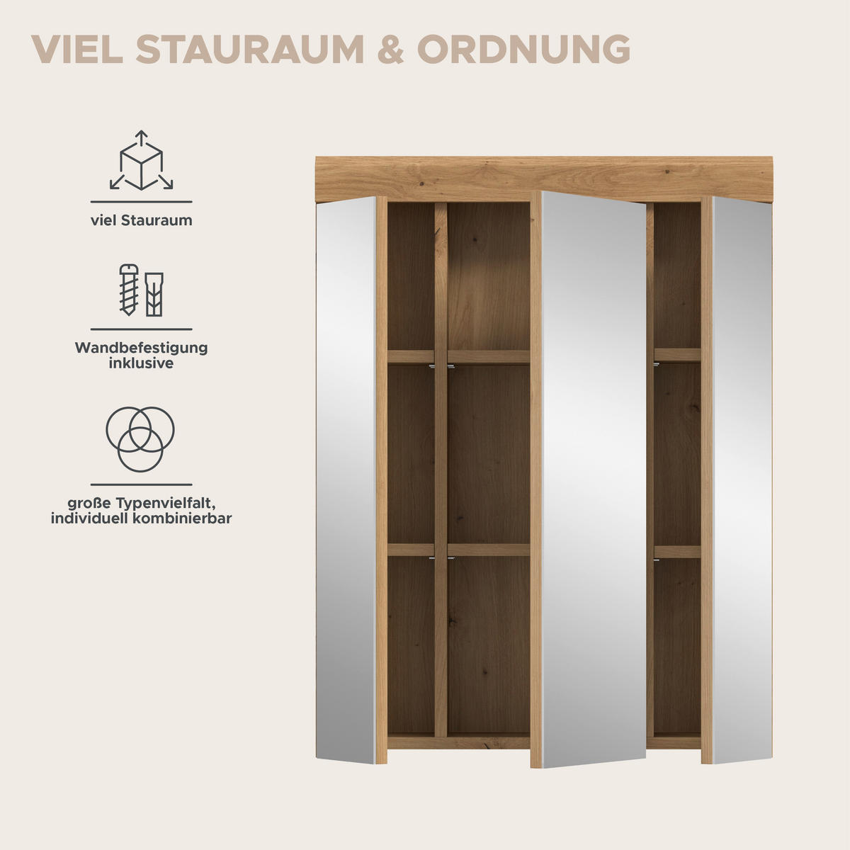 SPIEGELSCHRANK SCOUT (B/H/T: ca. 60/79/18 cm) in Artisan Eiche Nachbildung/Spiegelglas - Eiche Artisan, Holz (60/79/18cm)