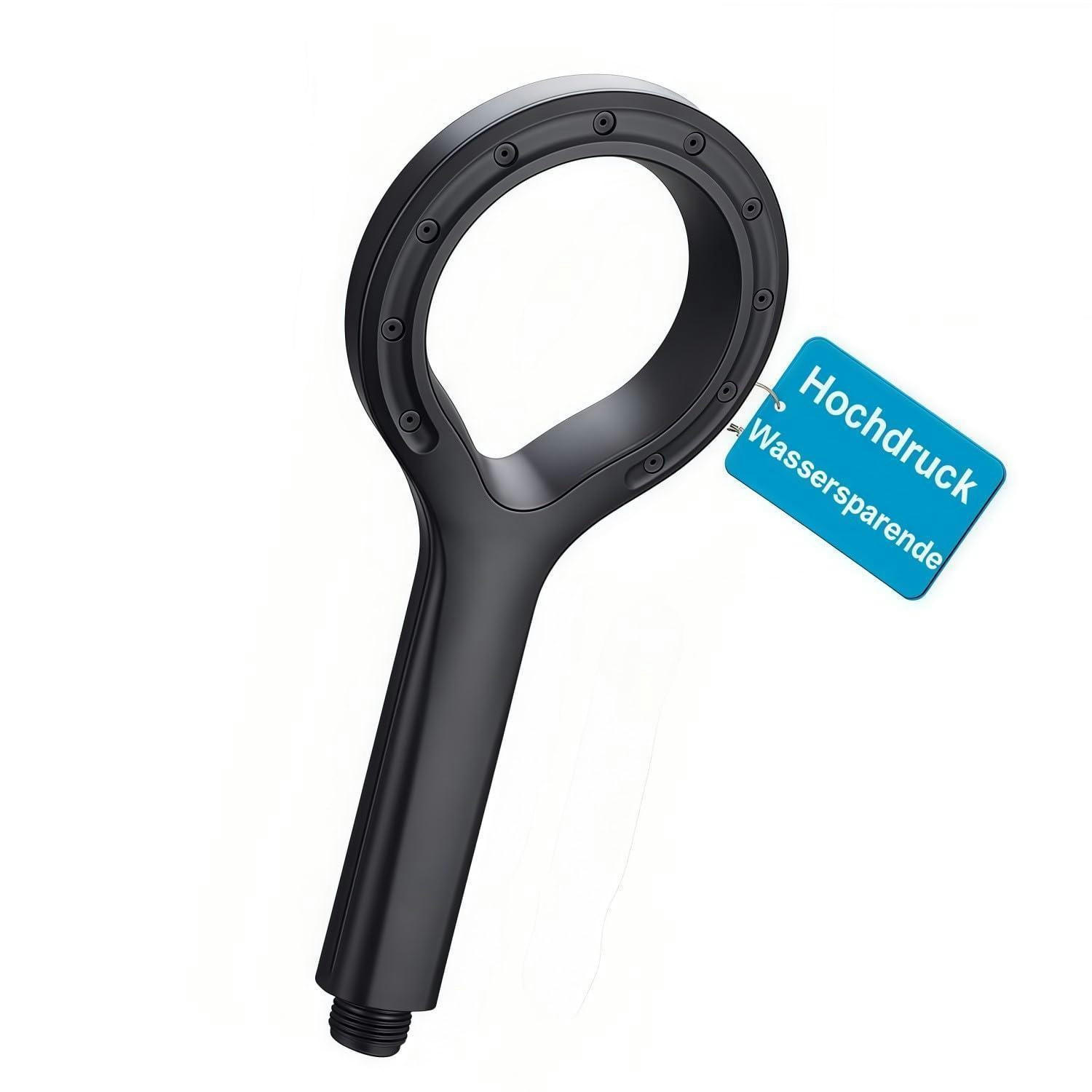 HANDBRAUSE Hochdruck Wassersparend ABS Schwarz - Schwarz, Kunststoff (12/12.7/24cm)