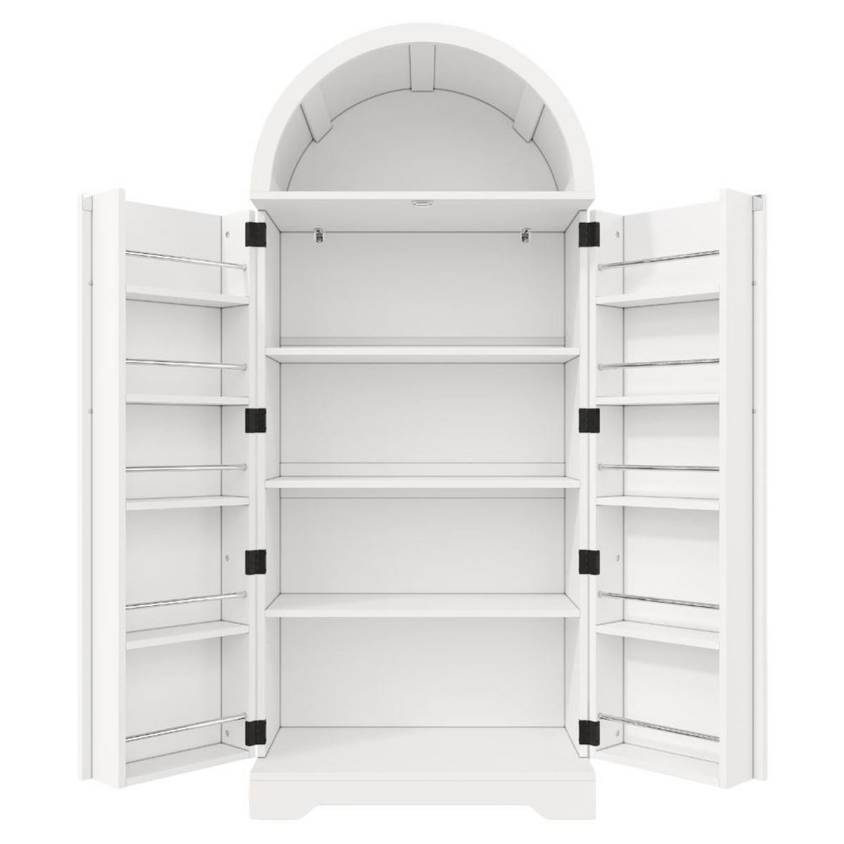 HIGHBOARD Bogenschrank Weiß 165x70x40cm mit Türablagen & offenem Fach Landhausstil - Weiß, Holzwerkstoff (70/165/40cm) - Urban Meuble